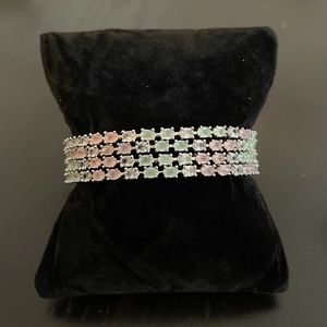 American diamond Multi colored bangles in light pink, mint, and clear AD bangles